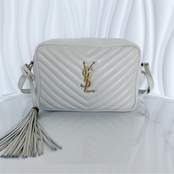 Yves Saint Laurent White Lou Camera Bag with Tassel - Picture 1 of 16